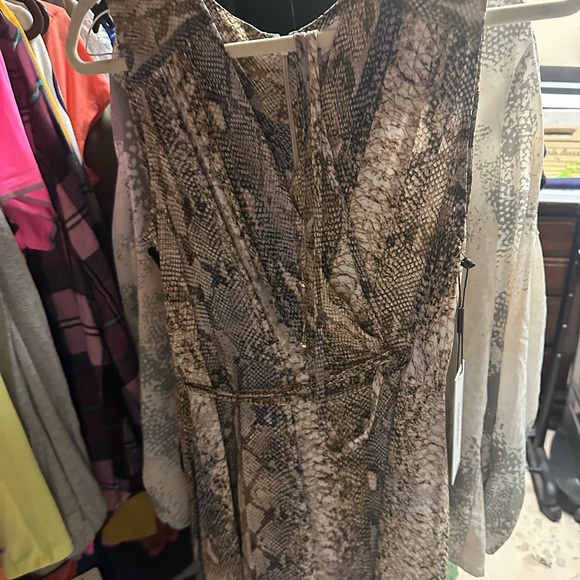 Calvin‎ Klein Brown Patterned Dress